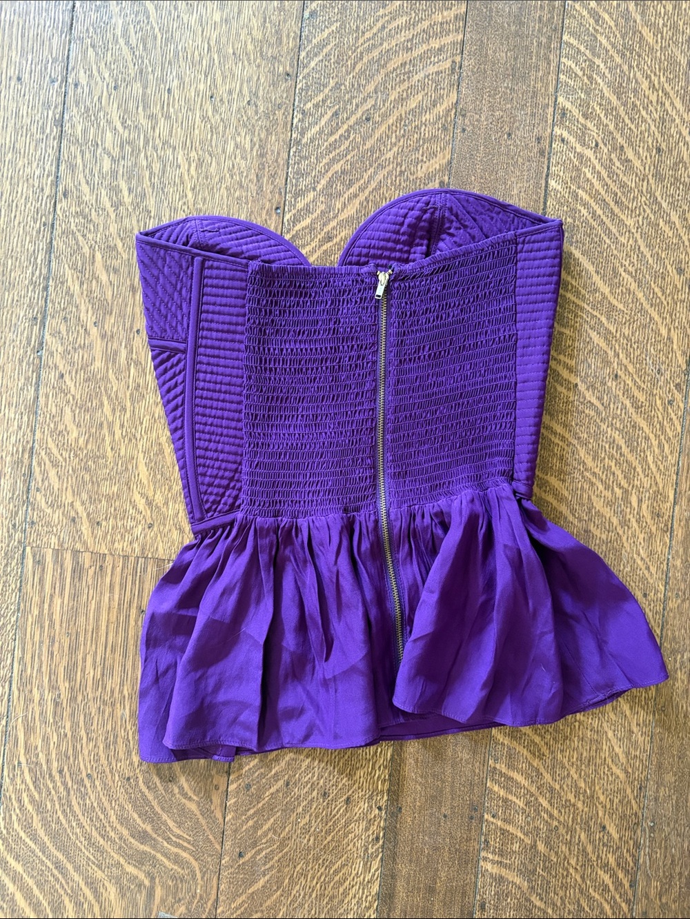 Parker Strapless Peplum Bustier Top in Vibrant Purple - Picture 4 of 4